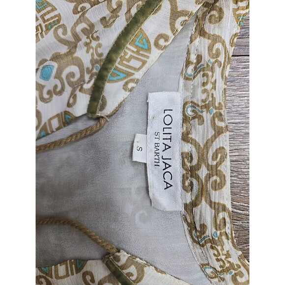 Lolita Jaca St Barth Women's Small Long Sleeve Mini Dress 100% Silk Geometric - Picture 8 of 15